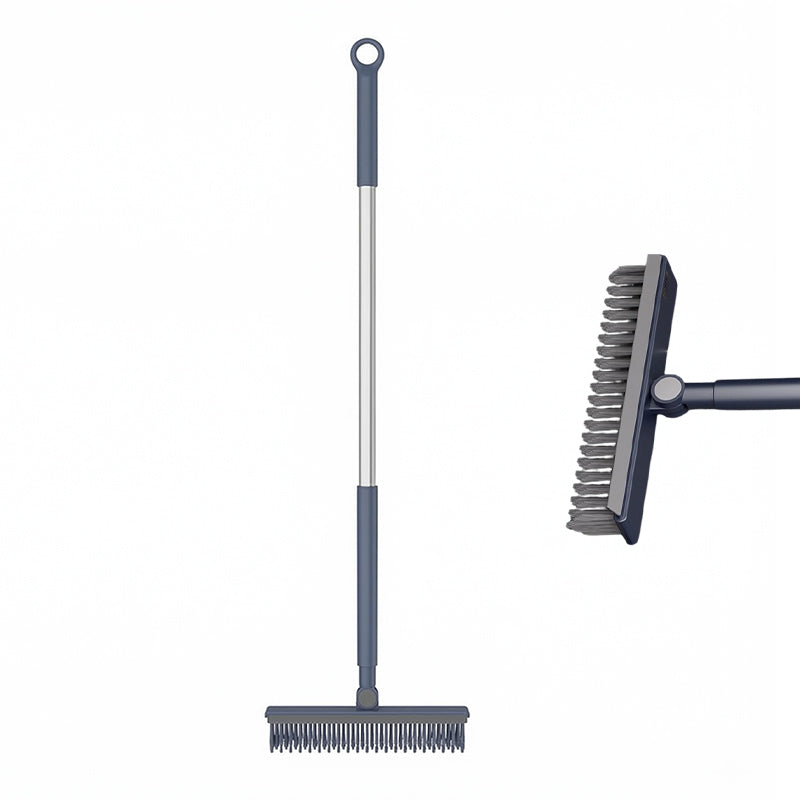 🧼✨ Escova de limpeza de piso 2 em 1 com cabo longo e rodo – limpeza fácil sem esforço
