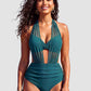 ✨👙 Biquíni feminino cintura alta com controle de barriga e design elegante em V