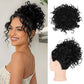 ✨ Aplique de Cabelo Curto e Cacheado – Coque Volumoso com Cordão Elástico para Um Visual Instantâneo
