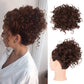 ✨ Aplique de Cabelo Curto e Cacheado – Coque Volumoso com Cordão Elástico para Um Visual Instantâneo