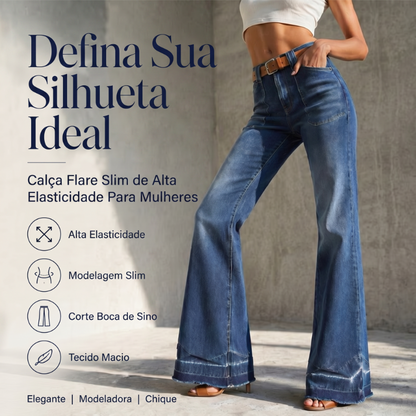 📢📢50% de desconto!! ⏰Calça jeans feminina estilo retrô boca de sino com bolsos