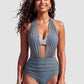 ✨👙 Biquíni feminino cintura alta com controle de barriga e design elegante em V