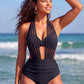 ✨👙 Biquíni feminino cintura alta com controle de barriga e design elegante em V