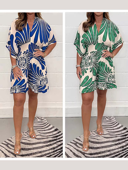 👗✨ Macacão feminino estampado fluido – elegante, leve e perfeito para o verão