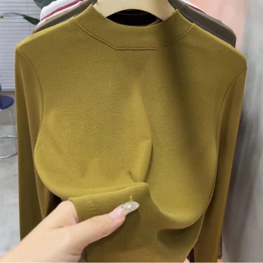 Women's Standing Collar Long Sleeve Bottom Shirt