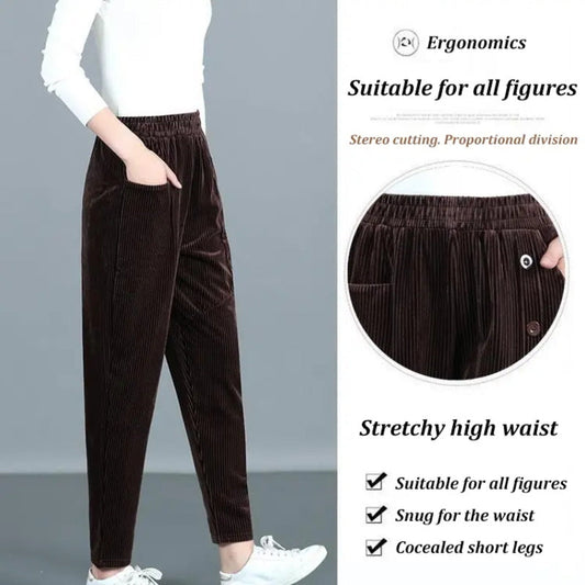 Women's High Waisted Corduroy Warm Pants - Buy 2 Free Shipping