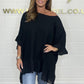 Loose Pleated Off Shoulder Blouses for Women