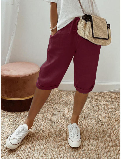 ⏳Oferta por tempo limitado com 50% de desconto! 👖⏰Calças capri femininas casuais em algodão e linho – Respiráveis, confortáveis e com um toque de elegância sem esforço 🌿✨