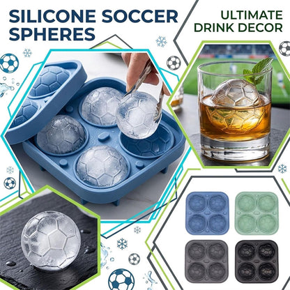 📢📢50% DE DESCONTO!! ⏰ Forma de Gelo de Silicone em Forma de Bola de Futebol – Cubos de 5,5 cm, Derretimento Lento, Design à Prova de Vazamentos, 4 Cores, Ideal para Noites de Jogos e Coquetéis 🥂