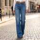 📢📢50% de desconto!! ⏰Calça jeans feminina estilo retrô boca de sino com bolsos