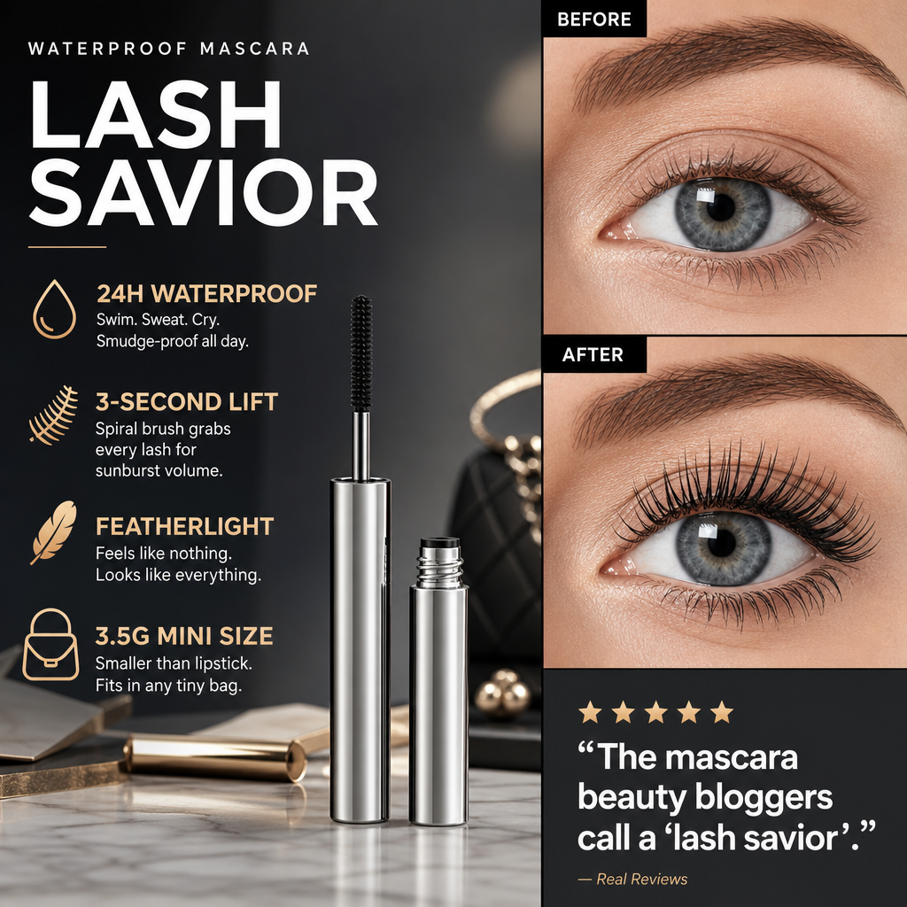 👁️✨ Máscara de cílios à prova d’água – volume e alongamento instantâneo