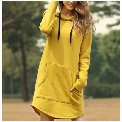 Best Gift for Her - Women's Casual Loose Solid Color Hoodie Dress