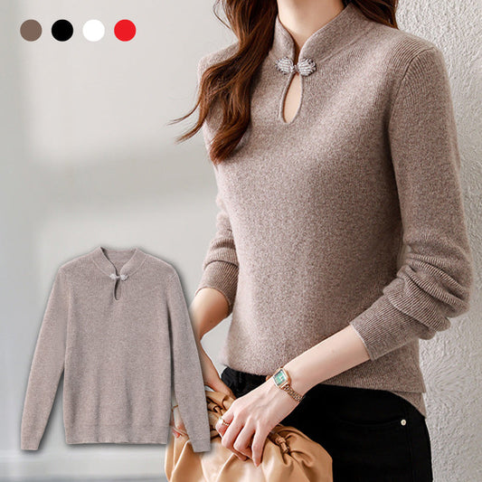 Retro cheongsam collar knitted bottoming sweater pullover🥰Buy 2 get free shipping