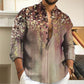 Men's Stand Collar Casual Print Long-sleeve Shirt