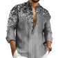 Men's Stand Collar Casual Print Long-sleeve Shirt