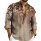 Men's Stand Collar Casual Print Long-sleeve Shirt