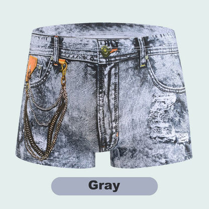 Men's Faux Denim Printed Cotton Boxer Briefs