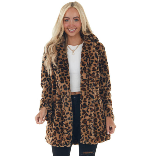 Casual Loose Plush Leopard Coat for Women【FREE SHIPPING】