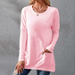 Women Casual Long Sleeve T-Shirt with Round Neck Pocket