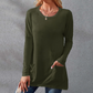 Women Casual Long Sleeve T-Shirt with Round Neck Pocket