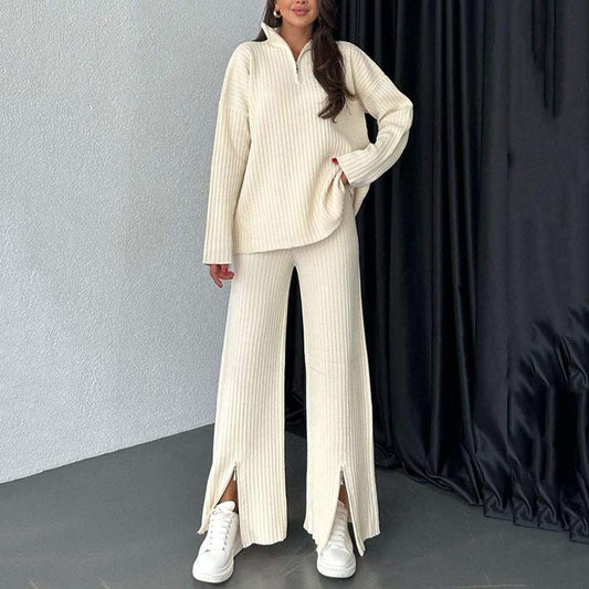 Women's Cozy Ribbed Knit Two-Piece Set with Slit-Leg Pants💖FREE SHIPPING