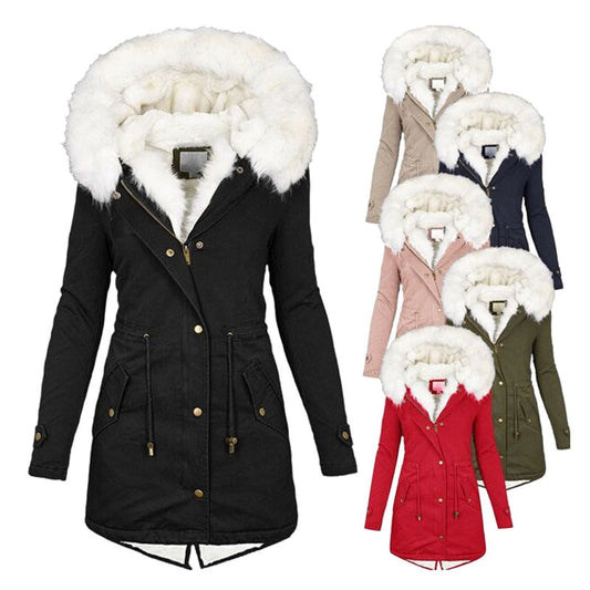 📦New special price💖Women's Warm Mid-Length Coat with Faux Fur Hood