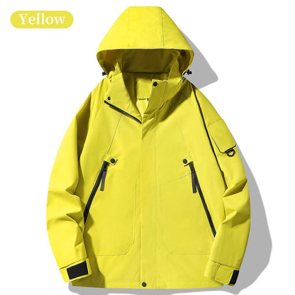 Outdoor Waterproof Windproof Solid Zipper Hooded Jacket