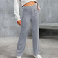 👖✨ Calça feminina cintura alta com perna larga – elegante, confortável e elástica