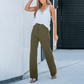 👖✨ Calça feminina cintura alta com perna larga – elegante, confortável e elástica