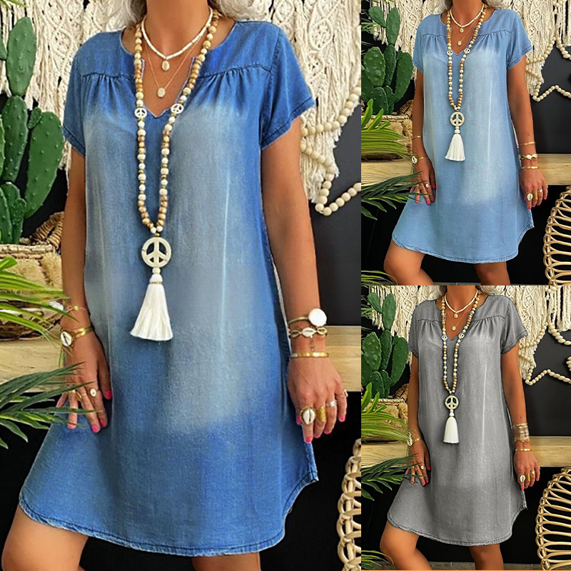 👗✨ Vestido feminino com decote em V casual e confortável para o dia a dia
