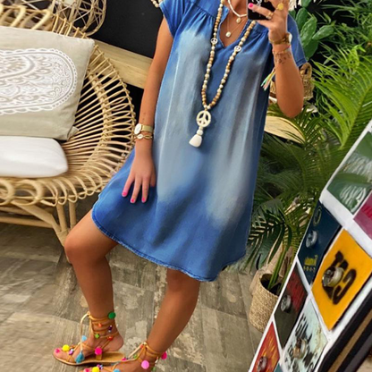 👗✨ Vestido feminino com decote em V casual e confortável para o dia a dia