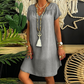👗✨ Vestido feminino com decote em V casual e confortável para o dia a dia