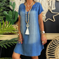 👗✨ Vestido feminino com decote em V casual e confortável para o dia a dia