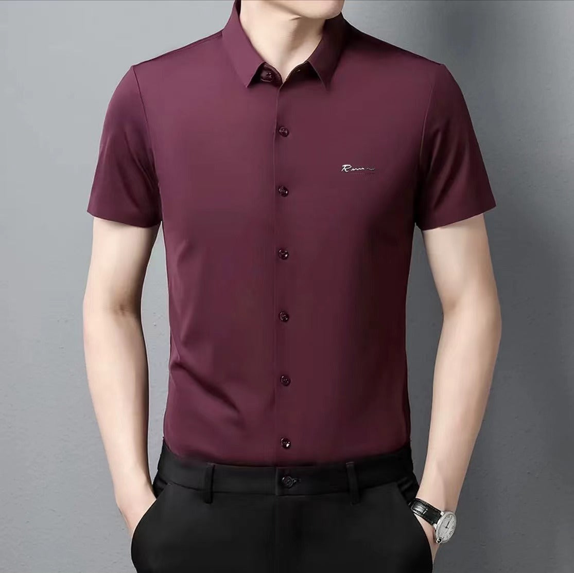 Camisa social masculina de manga curta que não precisa passar