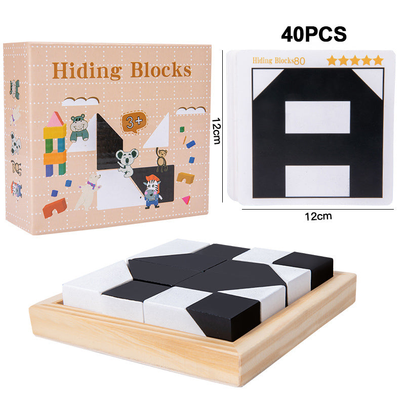 🧠🧩 Conjunto de blocos quebra-cabeça criativo preto e branco para crianças – diversão e aprendizado