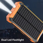 🔥 Carregador portátil solar de 10 000 mAh, carregador alimentado a energia solar com duas lanternas LED, carregador portátil para viagens e acampamentos