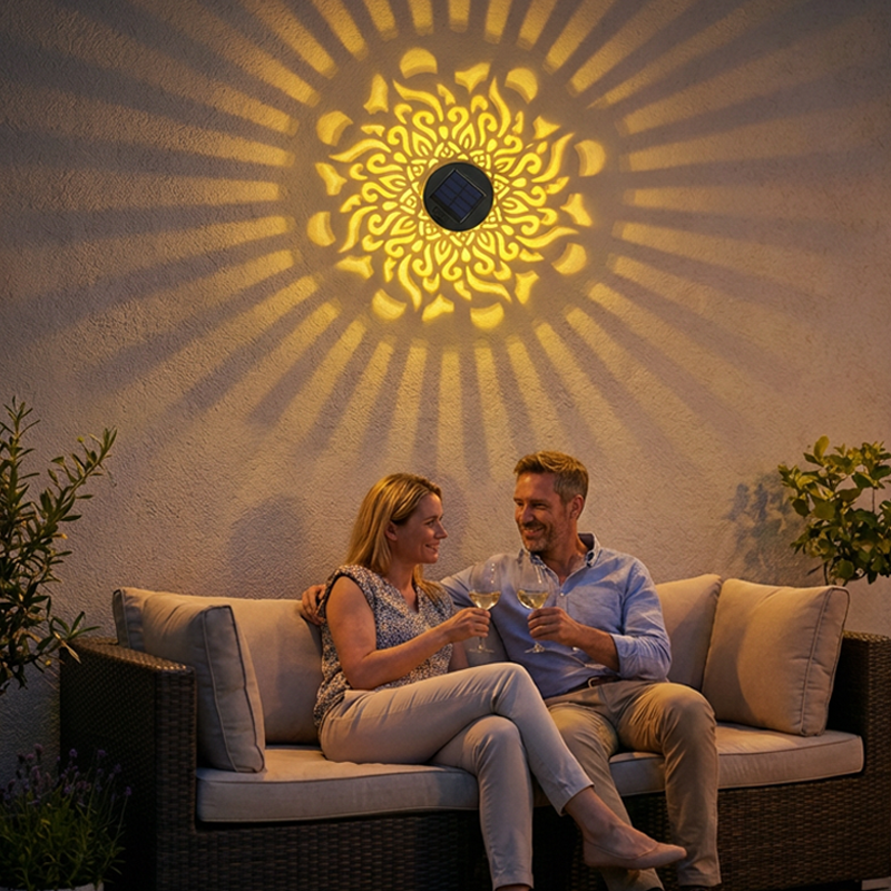 ✨🌙 Luz solar projetora mandala – decoração externa elegante e mágica