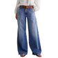 Jeans vintage femininos de cintura alta e perna larga