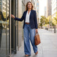 Jeans vintage femininos de cintura alta e perna larga
