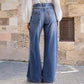 Jeans vintage femininos de cintura alta e perna larga
