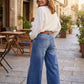Jeans vintage femininos de cintura alta e perna larga