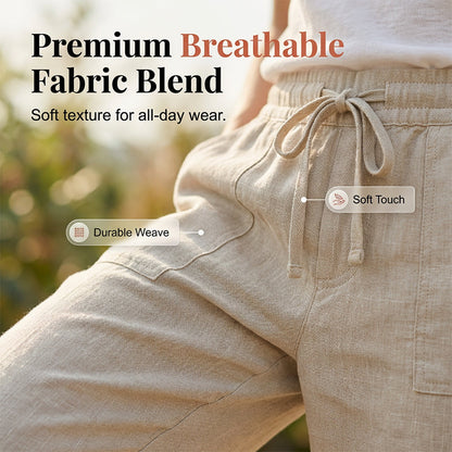⏳Oferta por tempo limitado com 50% de desconto! 👖⏰Calças capri femininas casuais em algodão e linho – Respiráveis, confortáveis e com um toque de elegância sem esforço 🌿✨