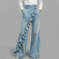✨👖 Calça jeans feminina cintura alta pernas largas confortável e elegante
