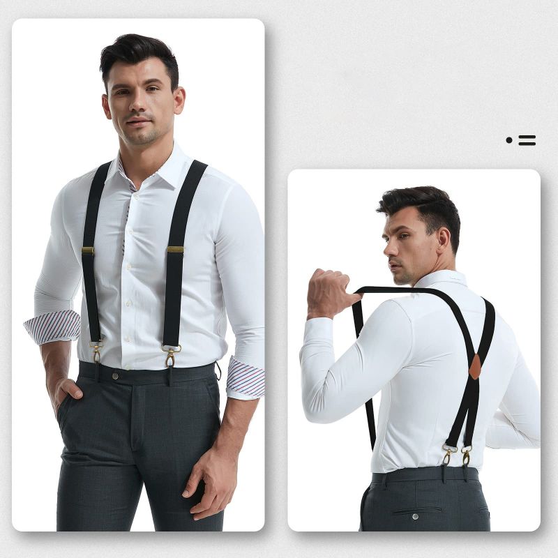 🎩🧷 Suspensório ajustável em X – estilo vintage com conforto e suporte o dia todo