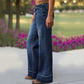📢📢50% de desconto!! ⏰Calça jeans feminina estilo retrô boca de sino com bolsos