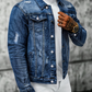 🔥 50% OFF HOJE! ✨ Jaqueta jeans masculina casual com lavagem vintage e efeito desgastado