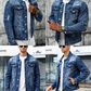 🔥 50% OFF HOJE! ✨ Jaqueta jeans masculina casual com lavagem vintage e efeito desgastado