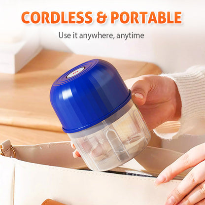 🔪⚡ Mini processador elétrico USB – pique alimentos em segundos sem esforço