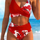 🌺👙 Conjunto de biquíni de cintura alta com motivos florais – Realça a silhueta e tem efeito adelgaçante, num estilo de férias super descontraído✨✅