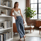 ✨👖 Calça cropped feminina casual com patchwork – estilo moderno e confortável  ✔ Versão 2 (dor + desejo)